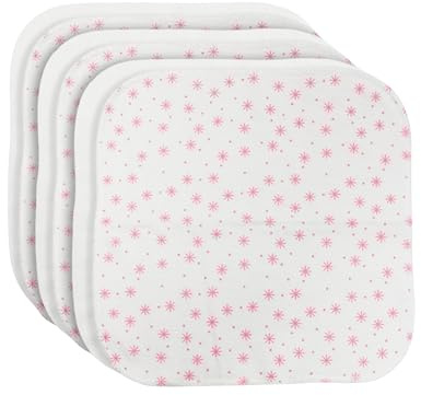 bistyle Manoplas de algodón para bebé, paquete de 6 unidades, 20 x 20 cm, 100 % algodón orgánico, toallitas suaves para bebés y paños para eructos para recién nacidos, diseño de estrellas, paquete de