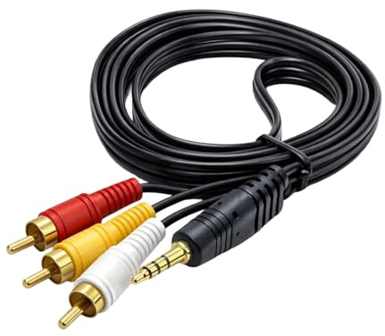 Mlifleue 3.5 mm to RCA AV Camcorder Cable 1.5m, 3.5mm Aux to 3 RCA Male Plug Stereo Audio Video Cable for Smartphones TV MP3 Speakers Home TheaterTablets DVD CD Radios players Set-top Boxes