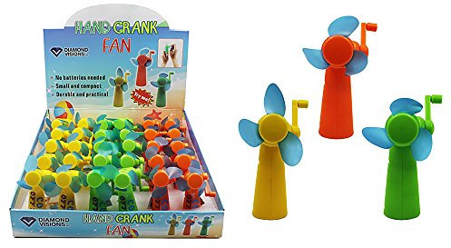 Diamond Visions 01-1584 Hand Crank Fan MultiPack Set in Assorted Colors (2 Fans)