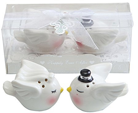 KateMelon Kissing Love Birds - Juego de salero y pimentero de cerámica para novia y novio, regalos de boda, decoración de mesa, paquete de 10 unidades