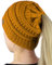 C.C BeanieTail Soft Stretch Cable Knit Messy High Bun Ponytail Beanie Hat, Mustard