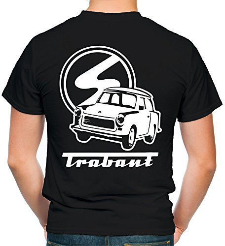 Trabant T-Shirt | DDR Kult Shirt mit Trabi Motiv – Oldtimer Design 600 601 Kübel – Ostdeutschland Nostalgie Geschenk für Fans & Schrauber | M2 FB Schwarz (4XL)