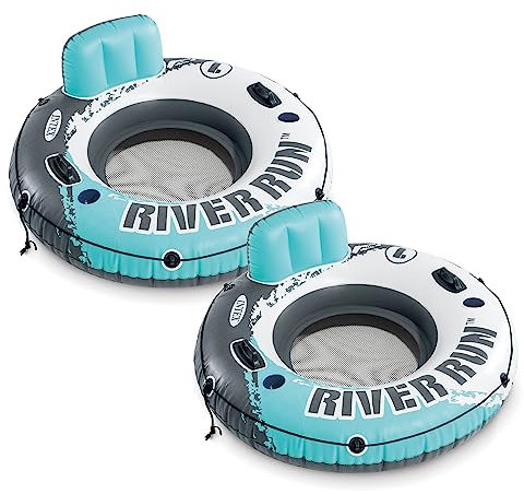Intex River Run 1 53 Inflatable Floating Water Tube Lake Raft, Red (2 Pack)