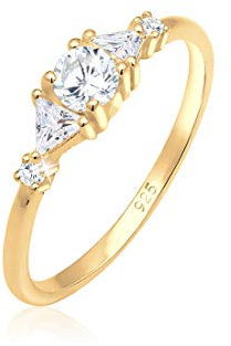 Elli PREMIUM Ring Damen Filigran Geo Funkelnd mit Zirkonia Kristallen in 925 Sterling Silber Vergoldet