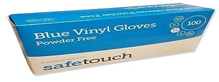 SafeTouch 50000032 Powder Free Vinyl Gloves, Large, Blue (Pack of 100)