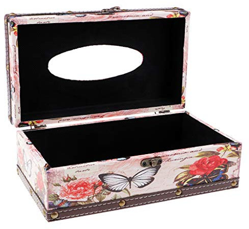 Sharplace 1x Vintage Kosmetiktücherbox Box Spender Taschentuchspender Taschentuch Holz, 4200-02 Schmetterling