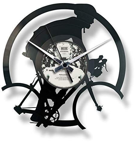 DISCOCLOCK Shallplattenuhr Bicycle Race - Lautlos Wanduhr, einfach aufzuhängen. 100% Made in Italy Handwerkliches Produkt