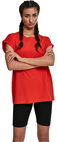 Urban Classics Women's Ladies Extended Shoulder Tee T-Shirt, bloodorange, S