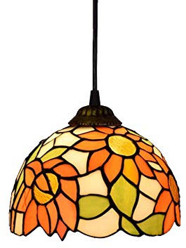 Yjmgrowing Tiffany Stil Glasmalerei Esszimmer Deckenleuchte In 8 Pastoral Bar Cafe Flur Kronleuchter Für Flur Hängen Beleuchtung, 110 V-220 V, E27,40W