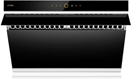 FOTILE JQG7505 30” Under-Cabinet or Wall-Mount Range Hood | Dual DC-Motor | Slant Vent Design | Hands Free On and Off | Touchscreen with 4 Speed Level | Modern Kitchen Onyx Black Glass