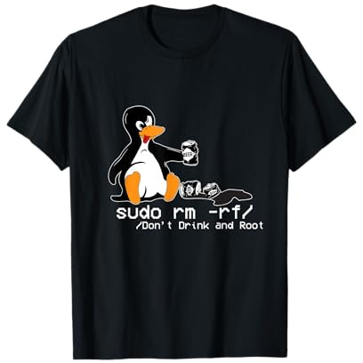 Tux Linux Pinguin Sudo Rm Rf Computerfreak Hacker T-Shirt