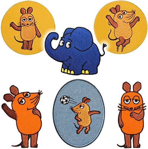 alles-meine.de GmbH 4 Stück Bügelbilder/Applikation/Aufbügler - Die Sendung mit der Maus - 6,2 cm * 9,2 cm - Aufnäher/gewebte Flicken - zum Aufbügeln Aufkleben Aufnähen -..