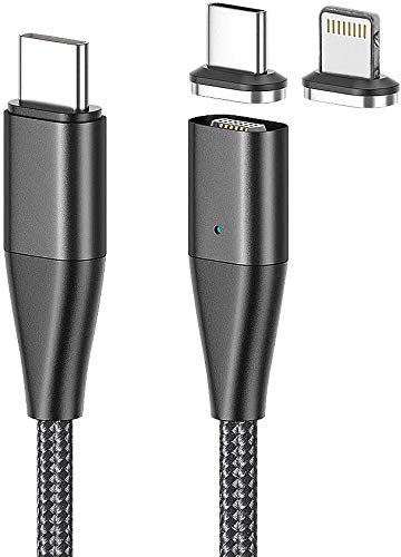 Callstel USB C Adapter: Magnetisches USB-C-Schnell-Ladekabel, Typ C & Lightning, 1,8 m, 3 A (Magnetischer USB Stecker, Magnetische Kabel, iPhone 7 Plus)