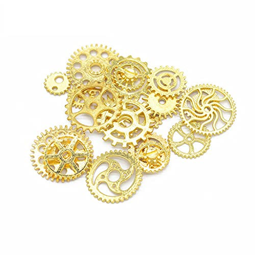 200 g DIY Antike Metall Steampunk Zahnrad Anhänger Uhr Getriebe Handwerk Cosplay Halloween Dekoration Schmuckherstellung Zubehör Tropfen Kleber Lieferungen (Gold)