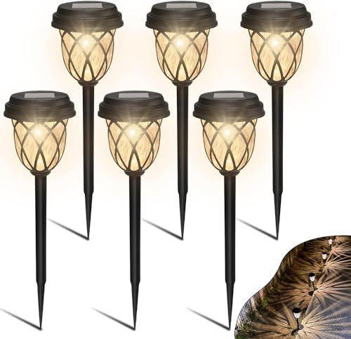 HELESIN Solarlampen für Außen Garten 6 Stück, IP44 Wasserdicht Solarleuchten Garten Deko, Gartenlampen für Draußen Solar, Solar Gartenleuchten für Poolbeleuchtung, Wegeleuchten, Balkon, Hof(Warmweiß)