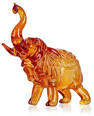 H&D Hyaline&Dora Figuras coleccionables de elefante de cristal, arte de vidrio pintado a mano, adorno de animales de vida silvestre, decoración de pisapapeles para oficina en casa