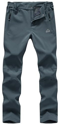 donhobo Damen Wanderhose Wasserdicht Softshellhose Outdoorhose Winddicht Warm Gefüttert Snowboardhose Skihose Winter Trekkinghose (Grau, L)