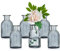 Glasseam Kleine Vasen Set Glasvase, 6 Stück Mini Blumenvase Grau Vintage Vase Glas Rund Glasvasen Flaschenvase Bunt Klein Geriffelte Tischvase Vasenset Glasflasche Deko für Hochzeit Tischdeko