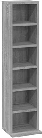 vidaXL CD Regal, Schrank mit viel Stauraum, Ablage für Wohnzimmer Büro Schlafzimmer, Standregal Aktenregal Büroregal, Grau Sonoma Holzwerkstoff
