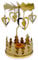Teelichthalter rotierend Teelicht-Karussell Weihnachten Kerzenhalter aus Metall, rotierender Teelichtleuchter Mini-Pyramide 13.5cm (Gold - Tannenkranz & Herz)