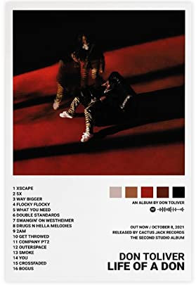 Don Toliver Poster Life of A DON Album Cover Poster Leinwand Poster Wandkunst Dekor Druck Bild Gemälde für Wohnzimmer Schlafzimmer Dekoration ohne Rahmen Stil 20 x 30 cm