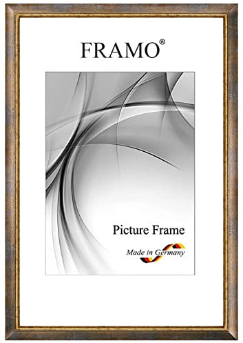FRAMO Barock Bilderrahmen 30 x 40 cm aus Massivholz | Blau Gold | Farbe/Größe wählbar | Retro Vintage Antik Rahmen N°063