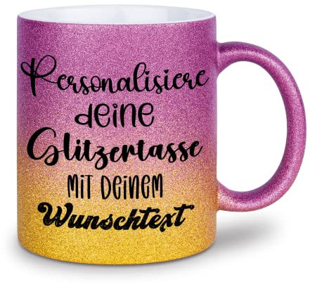 glitzertassen.de® | Personalisiert mit deinem Wunschtext | Tasse mit Glitzer | Geschenkidee | Geburtstag | Kaffeetasse | lustige Sprüche | Keramik | 330 ml | Violettgold