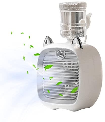 ZORQ Pequeño CA,nebulización Aire Acondicionado Recargable Ajustable | Ventiladores con Forma Bebedero nebulización para Dormitorio, Escuela, Ventilador