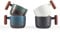 CLASGLAZ 170ml Ceramic Espresso Mugs with Wooden Handle, Demitasse Cups for Latte Cappuccino, Tea Cups Set of 4 Assorted Color
