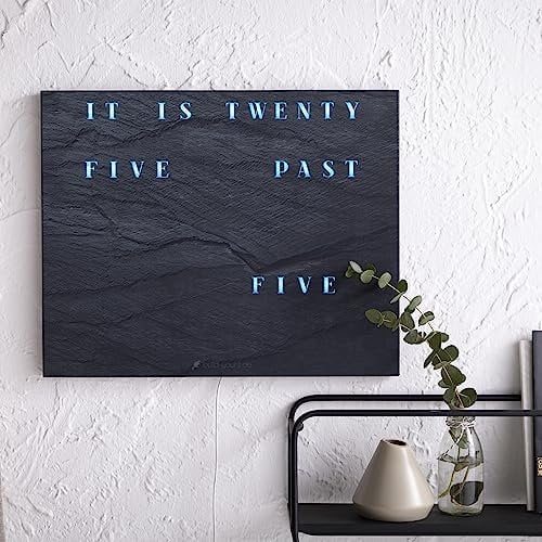 build-yours WordClock Jupiter Moderne LED Wanduhr mit Worten | Digitale WortUhr - Schiefer Optik English Version