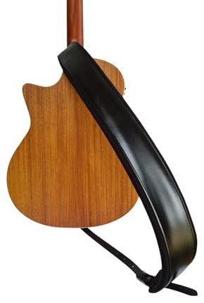 Stagg Gepolsterter, hochwertiger Leder Gitarrengurt Buckle schwarz