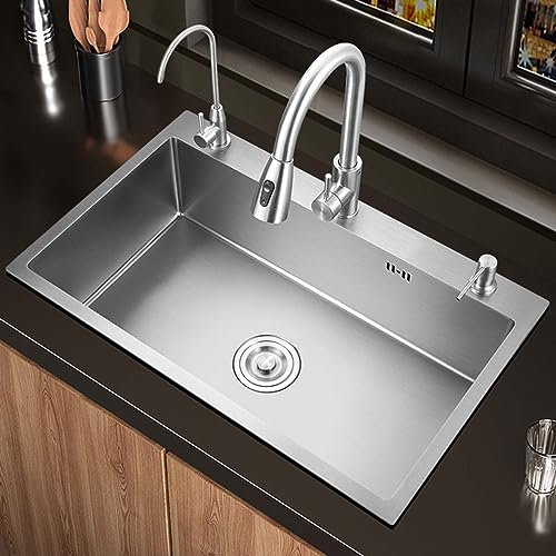 FGYAHOKN Fregadero De Cocina De Acero Inoxidable 50x45cm, Fregadero Cocina 1 Seno, Fregadero Bajo Encimera, Fregadero Cocina Un Seno, Fregadero Acero Inoxidable