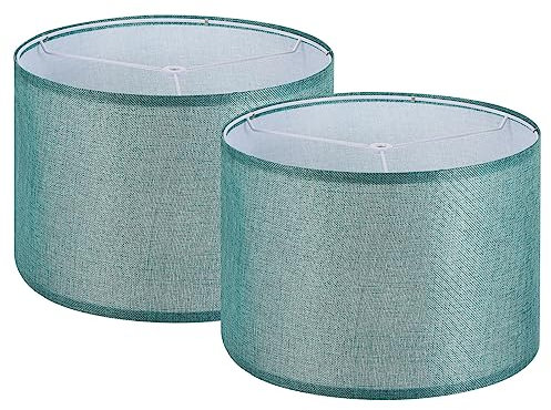 PATIKIL Tambor Lámpara Pantallas Juego de 2, 13x13x9 Lino Redondo Lámpara Pantalla para Sobremesa Lámparas Fácil MontajeLámparas Pie Lámparas Mesita de Noche, Azul