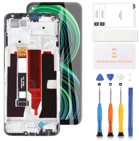 LADYSON Pantalla LCD para Realme 8 5G RMX3241 / A93s 5G PFGM00 LCD Pantalla Táctil Digitalizador Montaje Kit de Reemplazo con Herramienta (Negro con marco, 6.5)