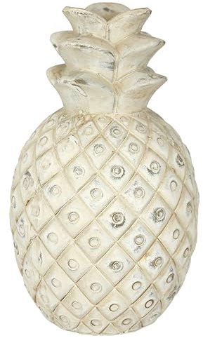 Flair Flower Dekoobjekt Ananas aus Keramik dekorative Statue Ananas Deko-Ananas Altweiß Deko Outdoor Creme Shabby Landhaus Gartenfigur Geschenk künstliches Obst Gartendeko Accessoire Ornamente, 25cm