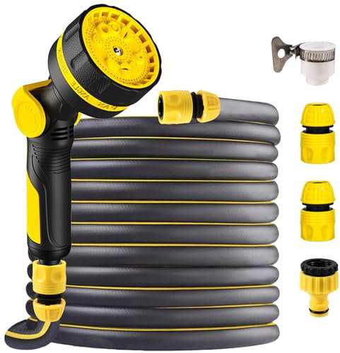 Joycabin Flexibler Gartenschläuch Wasserschlauch 10M mit 10 Funktionsdüse Brause, Leichter Flexibler Schlauch mit Universalstecker, Gartenschlauchtrommel für Gartenbewässerung, Autowäsche, Reinigung