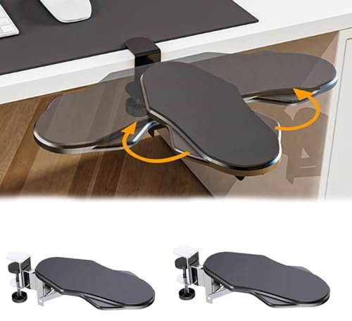 2 Stück Ergonomics Schreibtisch Erweiterung, Schreibtisch Armauflage Faltbare handgelenkauflage Ellbogen Rmauflage stanzfreie Klemmung Tischhalterung Ablage Computer Ellenbogen Armstütze