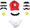 DONGSZQ 12 Stück Super Bros Kostüm, Bros Kostüm Zubehör, Super Bros Hut, Gelbe Knöpfe, Super Bros Bart, Handschuhe, Super Bros Karneval Kostüme, Für Cosplay, Maskerade, Halloween Mottoparty