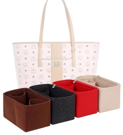 LinerLink Taschen-Organizer für MCM mittelgroße Anya Einkaufstasche (34 x 25,5 x 14 cm (L x H x T), handgefertigter Tascheneinsatz, 2 mm Filztascheneinsatz, Damen-Handtaschenformer (Beige, Stil C)