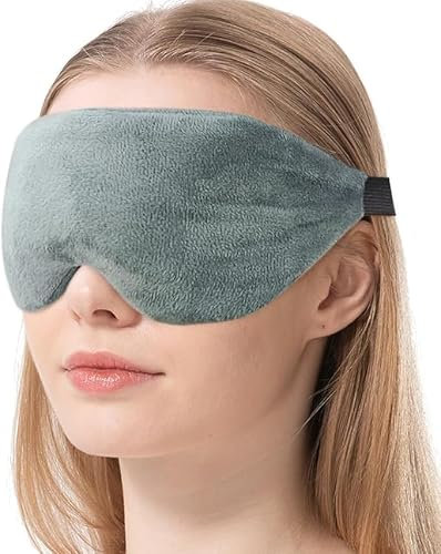 Aroma Season Heated Eye Mask, Moist Warm Eye Compress with Natural Flaxseeds, Light-Blocking Microwave Eye Mask, Reusable Design, Detachable and Washable Cover, Gentle Lavender Scent (Grey)