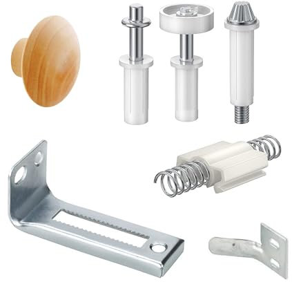 Kit de réparation de quincaillerie de porte à deux volets pour une porte pliante à 2 panneaux, conçue pour rail de 2,2 cm de large et pivots et guides de 0,95 cm de diamètre extérieur