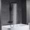 IMEX - Columna Ducha sin Grifo | Conjunto de Ducha y Bañera con Alcachofa y Flexo | Griferia Monomando con Rociador Efecto Lluvia | Caudal de 12L/min | Serie Fiyi | Color Negro Mate