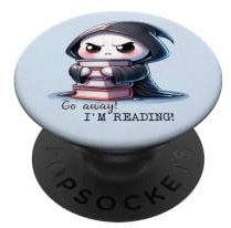 Sensenmann Buch Wurm Cute Skelett Bücher Lesebuch PopSockets Klebender PopGrip