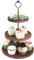 YAYODS Etagere Holz - Etagere 3 Etagen Schwarz - Höhe 38 cm Kuchenständer - Rund Muffin Ständer - Torten Etagere Vintage - Etagere Weihnachten - Etagere Groß für Obst, Snacks, Kekse, Nachmittagstee