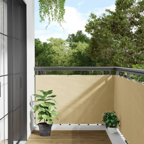 Homgoday Garten-Sichtschutz Zaunblende Sichtschutz Zaun Windschutz Zaun Sichtschutzzaun Balkonabdeckung Balkonverkleidung Creme 300x90 cm PVC