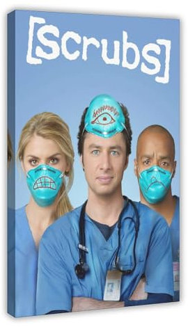 OGTDA Poster auf Leinwand, Motiv: Scrubs, Wandkunst, Dekor, Bild, Gemälde für Wohnzimmer, Schlafzimmer, Dekoration, Rahmen-Stil, 50 x 75 cm