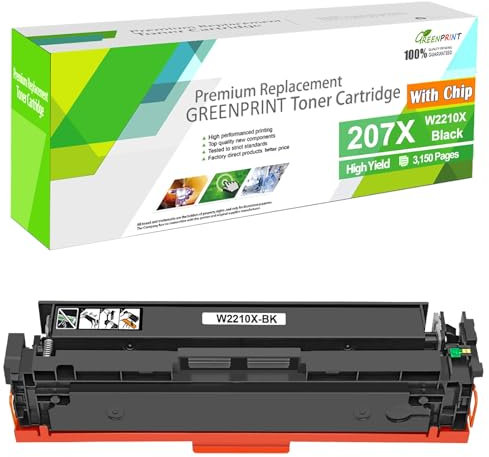 GREENPRINT W2210X 207X Kompatible Tonerkartusche Schwarz mit Chip Hohe Kapazität für 3150 Seiten Geeignet für die Druckermodelle M255 M255DW M255NW MFP M282 M282NW M283 M283FDW M283FDN M283CDW