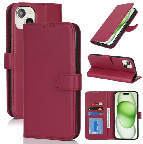 Zouzt for iPhone 15 Plus Wallet Case with Card Holder iPhone 14 Plus Case Wallet for Women Men, PU Leather Flip Folio Kickstand Shockproof Phone Case for iPhone 15 Plus/14 Plus 6.7, Red