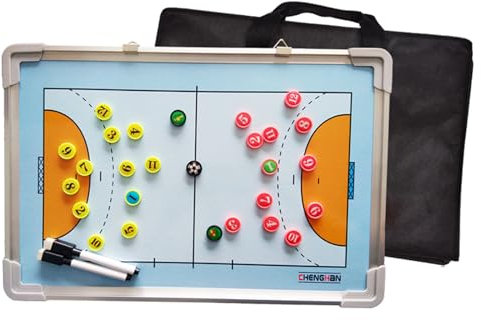 Handball Coach Board,Handball Trainer Taktikbrett,Aluminiumlegierung Doppelseitige Handball Taktiktafel,Mit Tasche Zubehör,Verbessertes Angriffs und Abwehr Spiel für Handball（45*30*2cm）
