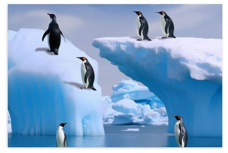 JKLQWH Selbstklebendes Poster mit Pinguinen auf dem Eisberg, personalisierbares Poster, personalisiertes Bild für Posterdruck, perfekt für Heimdekoration, Geschenke und Andenken, 40 x 60 cm